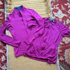 Ibex set of 2 cycling jerseys full zip SS & LS merino wool magenta women’s M